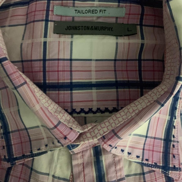 JOHNSTON & MURPHY LS Tailored Fit Plaid Shirt - Picture 3 of 5